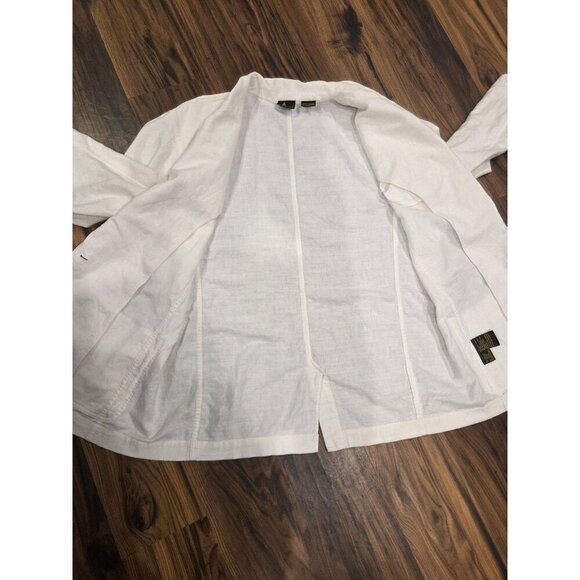 90s Liz Sport Cotton Linen Blazer Womems Sz L French Seams Classic - Picture 13 of 14